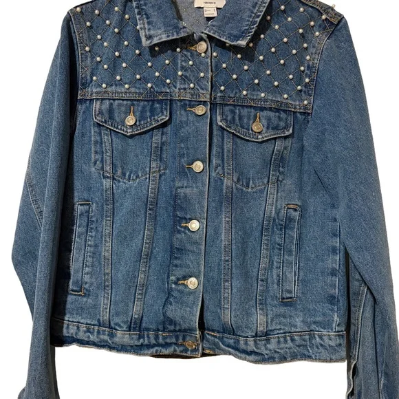 MUDD Denim Studded Women's Jacket Like New Juniors Size M - Picture 1 of 5